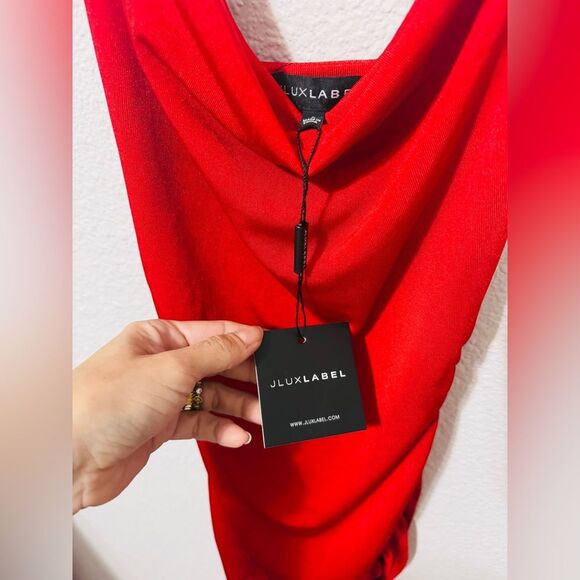 JLUXLABEL Wojek Slinky body-con midi red dress Size Small NWT - Picture 5 of 13